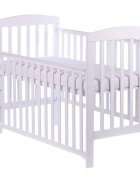 Drewex Patut bebe din lemn masiv Olek alb cu laterala culisabila si inaltime reglabila a saltelei 120 x 60 cm