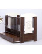Drewex Patut pentru copii Bear cu sertar Wenge + Saltea Cocos 12 cm