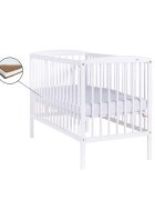 Drewex Patut pentru copii Clasico Alb + Saltea Cocos 8 Cm