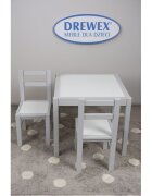 Drewex Set masa cu doua scaune alb cu gri pentru copii