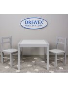 Drewex Set masa cu doua scaune alb cu gri pentru copii