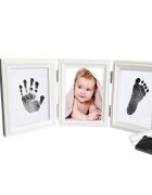 drool Kit rama foto tripla mobila cu cerneala pentru manuta si piciorus rama alba culoare ink rosu