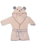 DUETBABY Halat de baie Ursulet pufos cu gluga si urechi 104-116 cm Ecru