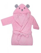 DUETBABY Halat de baie Ursulet pufos cu gluga si urechi 104-116 cm Pink
