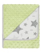 DUETBABY Paturica cu doua fete Minky si bumbac 80x90 cm Green Stars