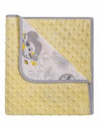 DUETBABY Paturica cu doua fete Minky si bumbac 80x90 cm Yellow Sloths