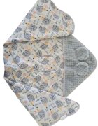 DUETBABY Paturica de infasat cu urechiuse pentru scaun auto 80x80 cm Grey Hedgehog