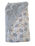 DUETBABY Paturica de infasat cu urechiuse pentru scaun auto 80x80 cm Grey Hedgehog
