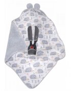 DUETBABY Paturica de infasat cu urechiuse pentru scaun auto 80x80 cm Grey Hedgehog