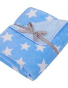 DUETBABY Paturica pufoasa cu doua fete 90x80 cm Blue Stars