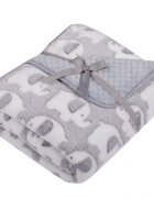DUETBABY Paturica pufoasa cu doua fete 90x80 cm Grey Elefants