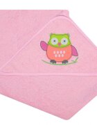 DUETBABY Prosop cu gluga din bumbac 80x80 cm Pink Owl