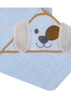 DUETBABY Prosop de baie cu gluga cu urechi din bumbac 80x80 cm Blue Dog