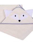 DUETBABY Prosop de baie cu gluga cu urechi din bumbac 80x80 cm Ecru Fox