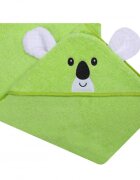 DUETBABY Prosop de baie cu gluga cu urechi din bumbac 80x80 cm Green Koala