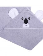 DUETBABY Prosop de baie cu gluga cu urechi din bumbac 80x80 cm Grey Koala
