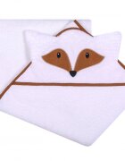 DUETBABY Prosop de baie cu gluga cu urechi din bumbac 80x80 cm White Fox
