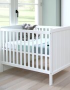 E-Kids Patut bebelusi din mdf 120x60 cm transformabil in sofa Elisabeth II White + Saltea Cocos