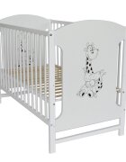 E-Kids Patut din lemn pentru copii Paula 120x60 cm cu saltea cocos 10 cm