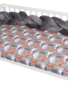 E-Kids Protectie impletita pentru patut 180 cm Bumper din Velvet Cloudy Grey