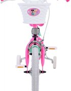 EandL Cycles Bicicleta pentru copii EL Barbie 14 inch frana de mana pe roata fata scaun si ghidon reglabil cosulet pe ghidon roti gonflabile stopuri reflectorizante