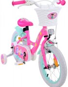 EandL Cycles Bicicleta pentru copii EL Barbie 14 inch frana de mana pe roata fata scaun si ghidon reglabil cosulet pe ghidon roti gonflabile stopuri reflectorizante