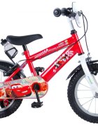 EandL Cycles Bicicleta pentru copii EL Disney Cars 14 inch frana de mana pe ambele roti scaun si ghidon reglabil sticla de apa spite roti gonflabile
