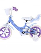 EandL Cycles Bicicleta pentru copii EL Disney Frozen 12 inch frana de mana pe roata fata roti cauciuc EVA scaun si ghidon reglabil cosulet ghidon scaun papusi