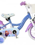 EandL Cycles Bicicleta pentru copii EL Disney Frozen 12 inch frana de mana pe roata fata scaun si ghidon reglabil spite metalice roti gonflabile cosulet pe ghidon