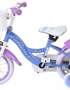 EandL Cycles Bicicleta pentru copii EL Disney Frozen 12 inch frana de mana pe roata fata scaun si ghidon reglabil spite metalice roti gonflabile cosulet pe ghidon