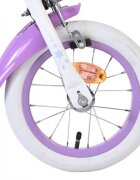 EandL Cycles Bicicleta pentru copii EL Disney Frozen 12 inch frana de mana pe roata fata scaun si ghidon reglabil spite metalice roti gonflabile cosulet pe ghidon