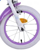 EandL Cycles Bicicleta pentru copii EL Disney Frozen 14 inch FM frana de mana pe ambele roti scaun si ghidon reglabil cosulet pe ghidon roti gonflabile stopuri reflectorizante