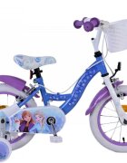 EandL Cycles Bicicleta pentru copii EL Disney Frozen 14 inch FM frana de mana pe ambele roti scaun si ghidon reglabil cosulet pe ghidon roti gonflabile stopuri reflectorizante