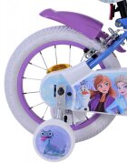 EandL Cycles Bicicleta pentru copii EL Disney Frozen 14 inch FM frana de mana pe ambele roti scaun si ghidon reglabil cosulet pe ghidon roti gonflabile stopuri reflectorizante