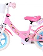 EandL Cycles Bicicleta pentru copii EL Disney Princess 12 inch frana de mana roti cauciuc EVA scaun si ghidon reglabil suport pentru papusi cosulet pe ghidon