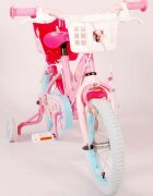 EandL Cycles Bicicleta pentru copii EL Disney Princess 14 inch Pink frana de mana pe ambele roti scaun si ghidon reglabil suport pentru papusi cosulet pe ghidon roti gonflabile
