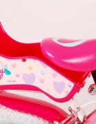 EandL Cycles Bicicleta pentru copii EL Disney Princess 14 inch Pink frana de mana pe ambele roti scaun si ghidon reglabil suport pentru papusi cosulet pe ghidon roti gonflabile