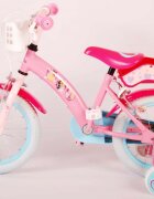 EandL Cycles Bicicleta pentru copii EL Disney Princess 14 inch Pink frana de mana pe ambele roti scaun si ghidon reglabil suport pentru papusi cosulet pe ghidon roti gonflabile