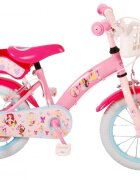 EandL Cycles Bicicleta pentru copii EL Disney Princess 14 inch Pink frana de mana pe ambele roti scaun si ghidon reglabil suport pentru papusi cosulet pe ghidon roti gonflabile