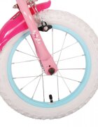 EandL Cycles Bicicleta pentru copii EL Disney Princess 14 inch Pink ND frana de mana pe ambele roti scaun si ghidon reglabil spite metalice roti gonflabile stopuri reflectorizante