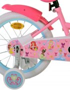 EandL Cycles Bicicleta pentru copii EL Disney Princess 16 inch frana de mana pe roata din fata scaun si ghidon reglabil spite metalice roti gonflabile stopuri reflectorizante