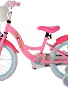 EandL Cycles Bicicleta pentru copii EL Disney Princess 16 inch frana de mana pe roata din fata scaun si ghidon reglabil spite metalice roti gonflabile stopuri reflectorizante