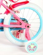 EandL Cycles Bicicleta pentru copii EL Disney Princess 16 inch Pink frana de mana pe ambele roti scaun si ghidon reglabil suport pentru papusi cosulet pe ghidon roti gonflabile