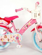 EandL Cycles Bicicleta pentru copii EL Disney Princess 16 inch Pink frana de mana pe ambele roti scaun si ghidon reglabil suport pentru papusi cosulet pe ghidon roti gonflabile