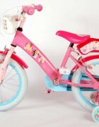 EandL Cycles Bicicleta pentru copii EL Disney Princess 16 inch Pink frana de mana pe ambele roti scaun si ghidon reglabil suport pentru papusi cosulet pe ghidon roti gonflabile