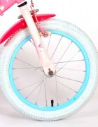 EandL Cycles Bicicleta pentru copii EL Disney Princess 16 inch Pink frana de mana pe ambele roti scaun si ghidon reglabil suport pentru papusi cosulet pe ghidon roti gonflabile