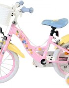 EandL Cycles Bicicleta pentru copii EL Disney Stitch Girls 14 inch frana de mana pe ambele roti scaun si ghidon reglabil spite metalice roti gonflabile stopuri reflectorizante