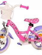 EandL Cycles Bicicleta pentru copii EL Minnie Mouse 12 inch Bow Tie pentru copii cu varsta cuprinsa intre 3 si 4.5 ani cu o inaltime intre 92 la 104 frana de mana fata frana de picior spate stopuri reflectorizante roti ajutatoare