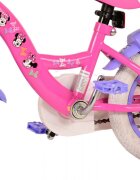EandL Cycles Bicicleta pentru copii EL Minnie Mouse 12 inch Bow Tie pentru copii cu varsta cuprinsa intre 3 si 4.5 ani cu o inaltime intre 92 la 104 frana de mana fata frana de picior spate stopuri reflectorizante roti ajutatoare