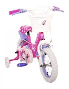 EandL Cycles Bicicleta pentru copii EL Minnie Mouse 12 inch Cutest frana de mana pe ambele roti scaun si ghidon reglabil spite metalice roti gonflabile stopuri reflectorizante